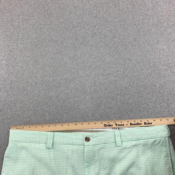 Oak Hill Classic Seersucker Shorts Mens Size 48 Green Gingham Plaid Inseam 9" - Picture 9 of 16